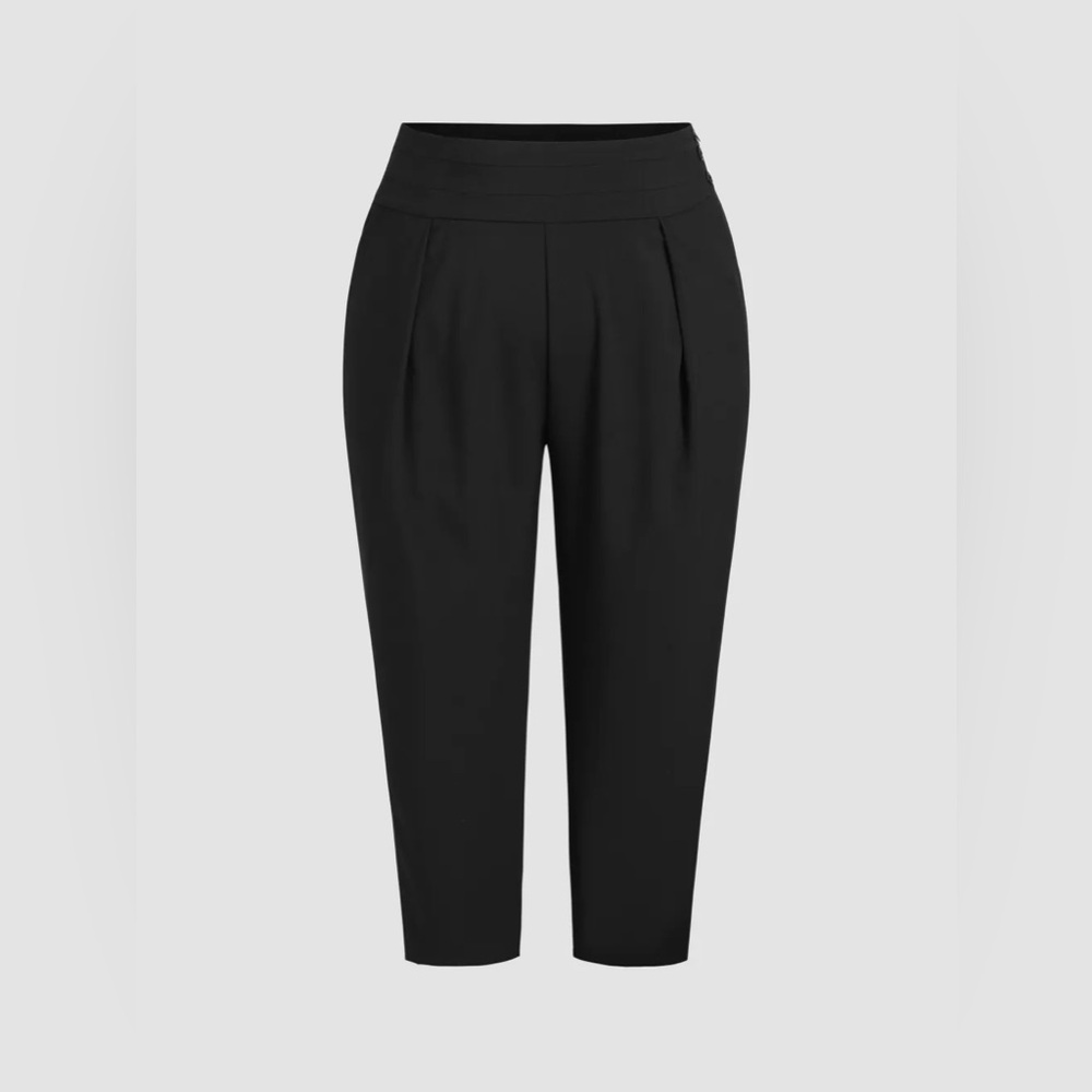 Cider High Waist Solid Tapered Trousers Curve & Plus